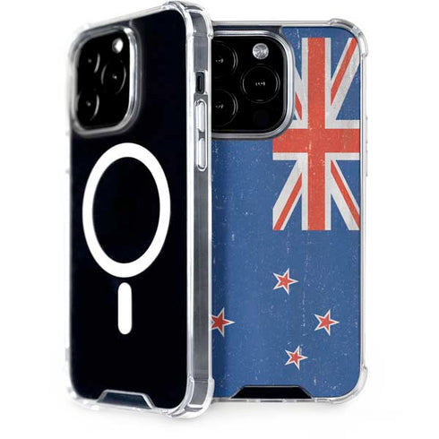 New Zealand Flag Distressed iPhone 14 Pro MagSafe Case